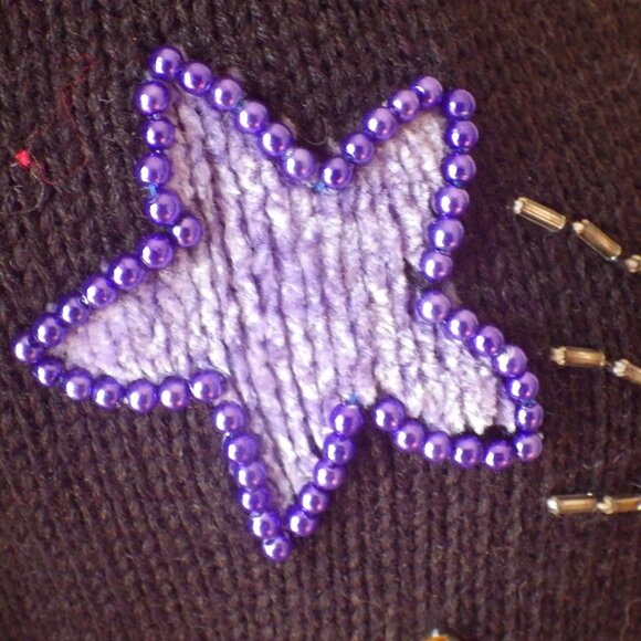 Vintage Jack B Quick Embellished Cardigan Sweater/ Shooting Stars - Picture 7 of 8